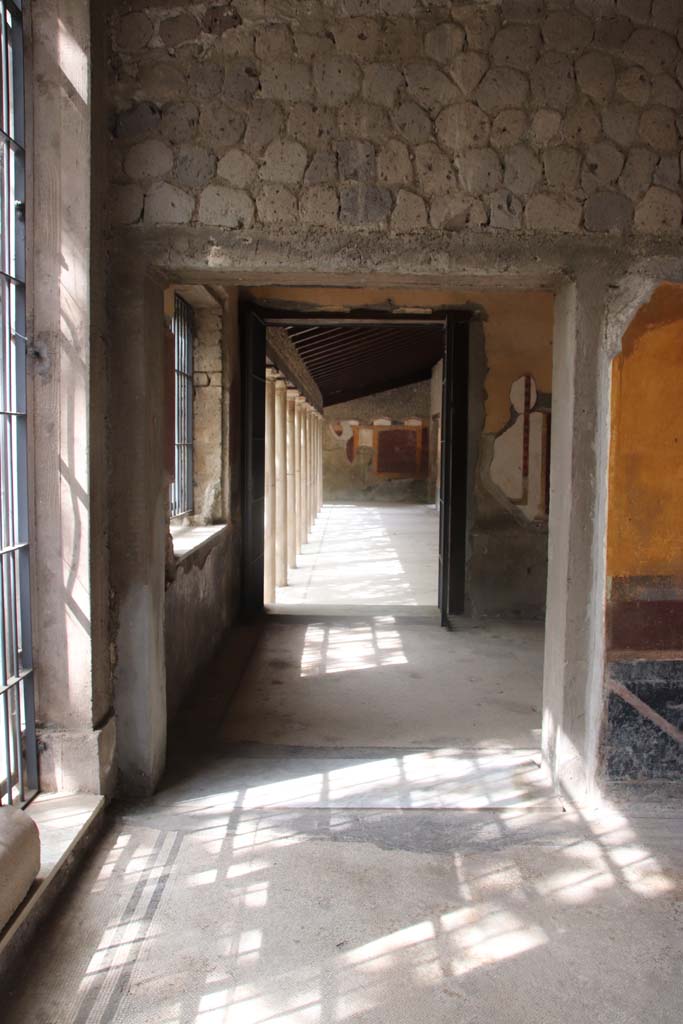 Villa San Marco, Stabiae, September 2019. Room 53, looking through doorway and along Portico 20. Photo courtesy of Klaus Heese.