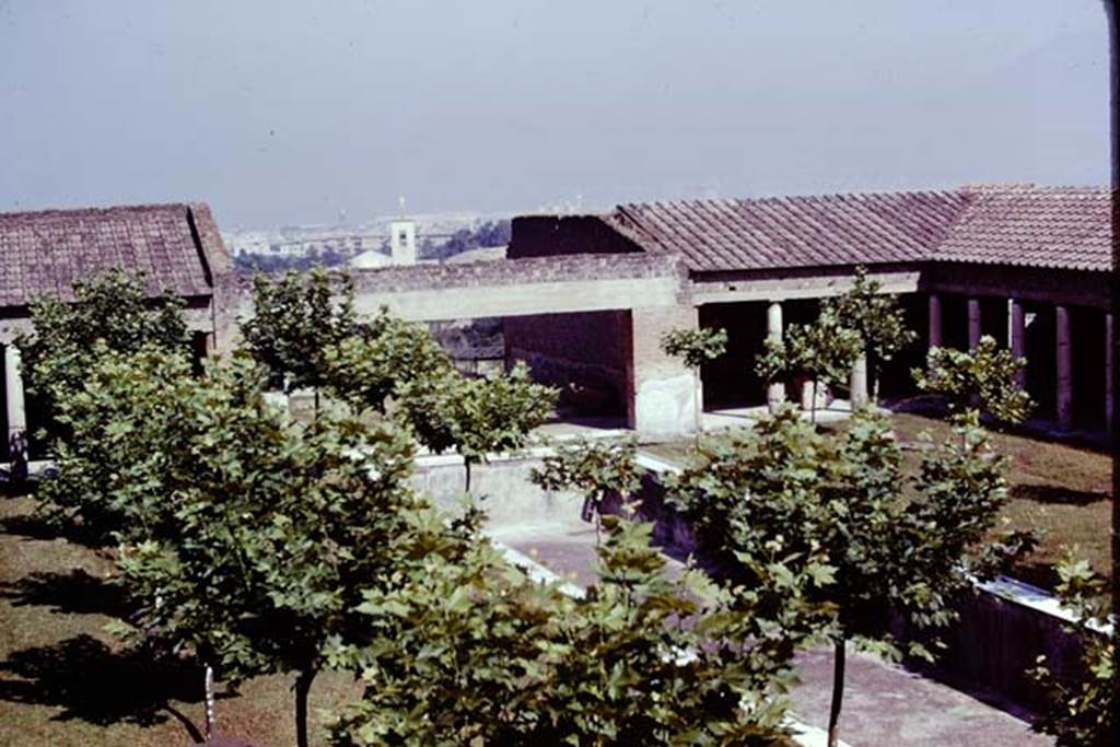 Villa San Marco, Stabiae, 1976. Looking north-east across garden area from nymphaeum. 
Photo by Stanley A. Jashemski.   
Source: The Wilhelmina and Stanley A. Jashemski archive in the University of Maryland Library, Special Collections (See collection page) and made available under the Creative Commons Attribution-Non Commercial License v.4. See Licence and use details.
J76f0495

