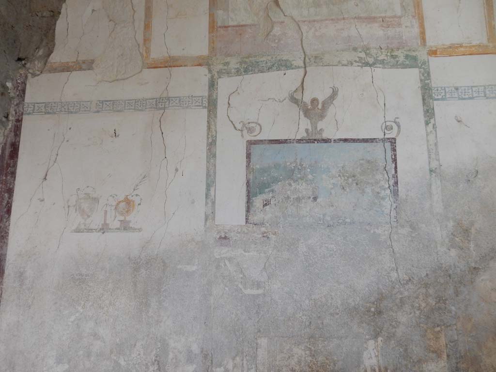 Villa San Marco, Stabiae, June 2019. Room 57, north end of east wall. Photo courtesy of Buzz Ferebee