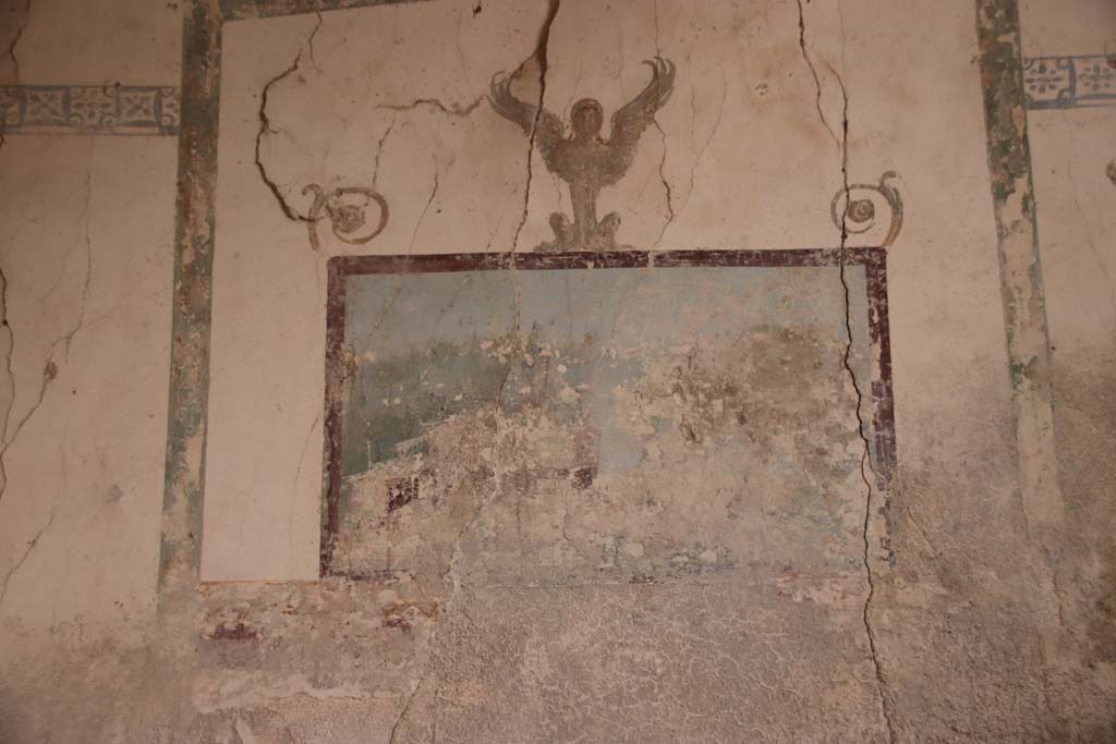 Villa San Marco, Stabiae, October 2020. Room 57, painted panel from centre of east wall. Photo courtesy of Klaus Heese.