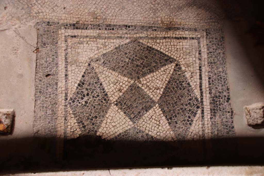 Villa San Marco, Stabiae, October 2020. Detail of threshold mosaic in doorway of room 60. Photo courtesy of Klaus Heese.