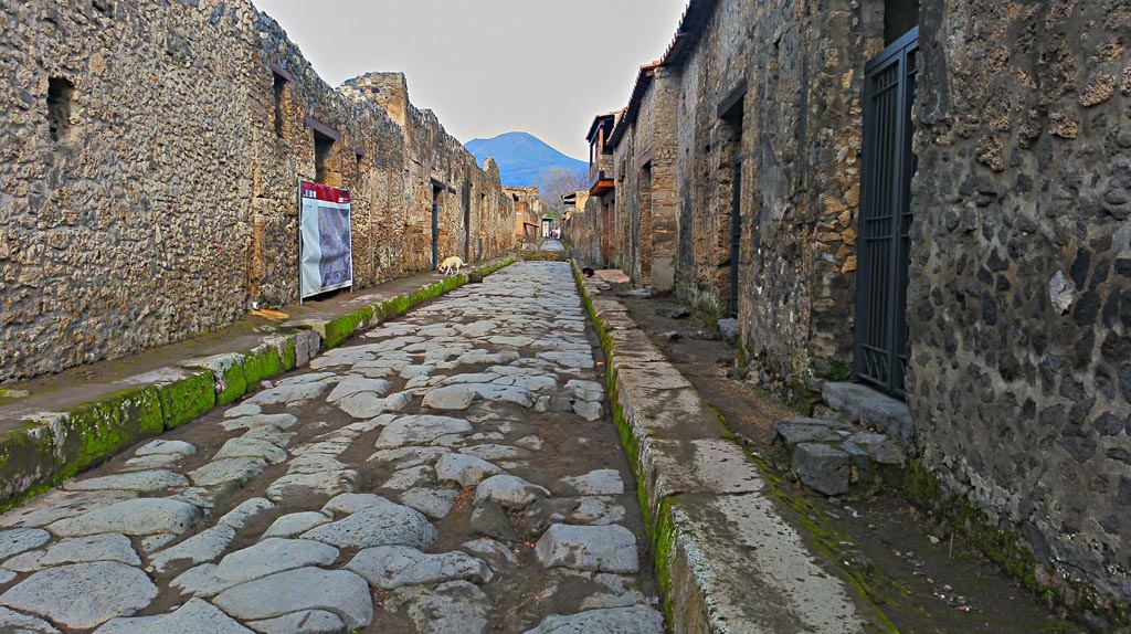 Via di Nocera, Pompeii. 2017/2018/2019. 
Looking north between I.14.1 on left, and II.9.1 on right. Photo courtesy of Giuseppe Ciaramella.
