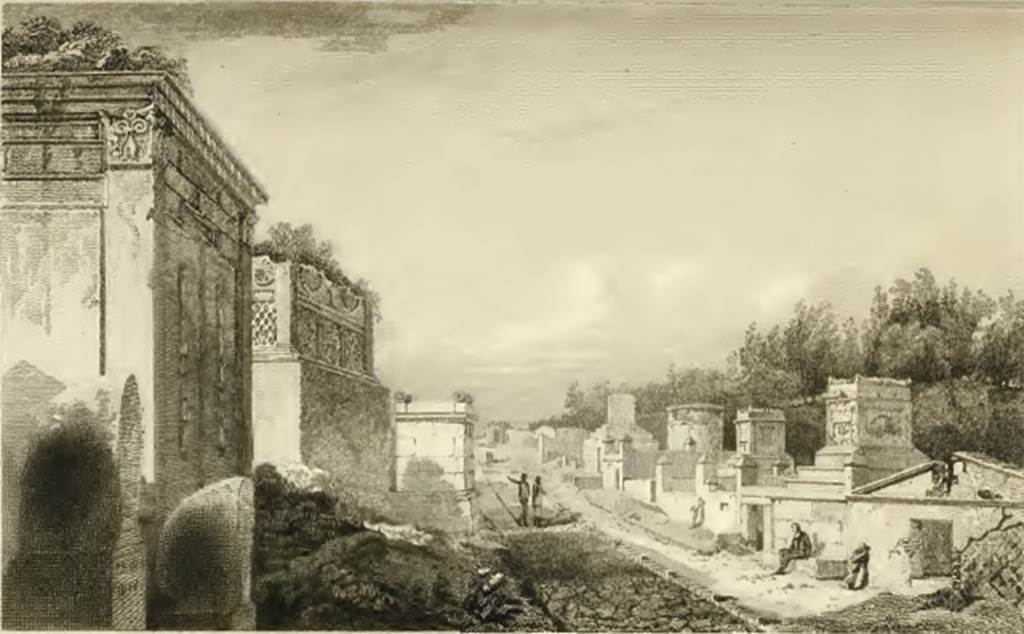 HGE42 Pompeii. 1819 drawing with two columellae and HGE42 in front left and HGE38 behind. See Gell, W, and Gandy J. P., 1819.  Pompeiana. London: Rodwell and Martin.  (pl. 3).