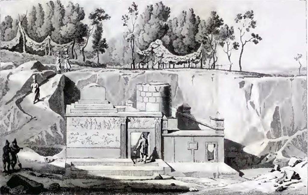 HGW18 Pompeii. 1813 drawing of HGW17 (left) and HGW18 (right). See Millin A., 1813. Description des Tombeaux de Pompei. Naples: LImprimerie Royale.  (Tav II).