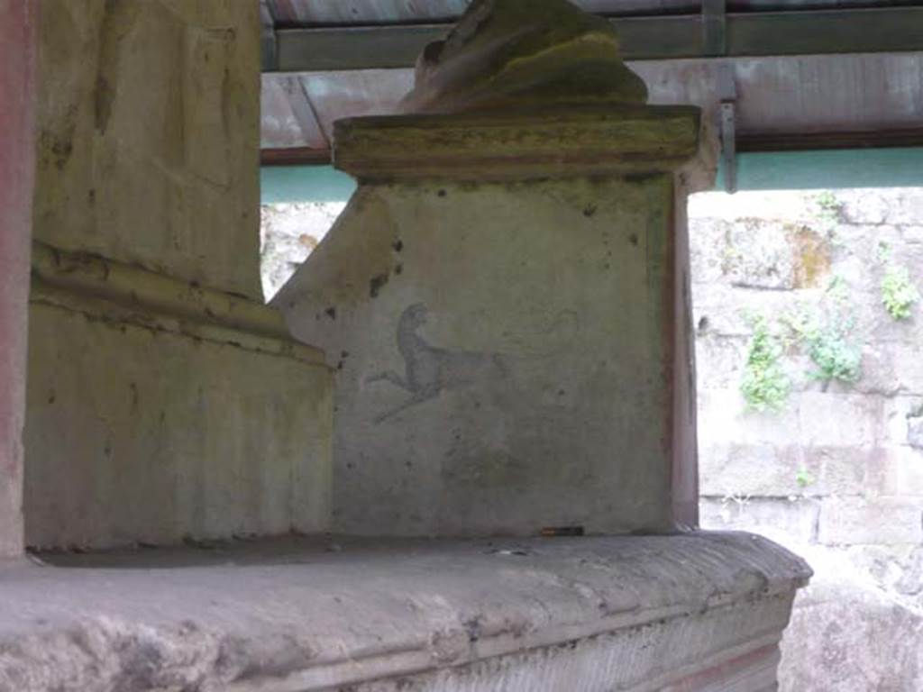 VGJ Pompeii. May 2015. Relief of a man with a cornucopia on west side centre of inner tomb. Photo courtesy of Buzz Ferebee.
