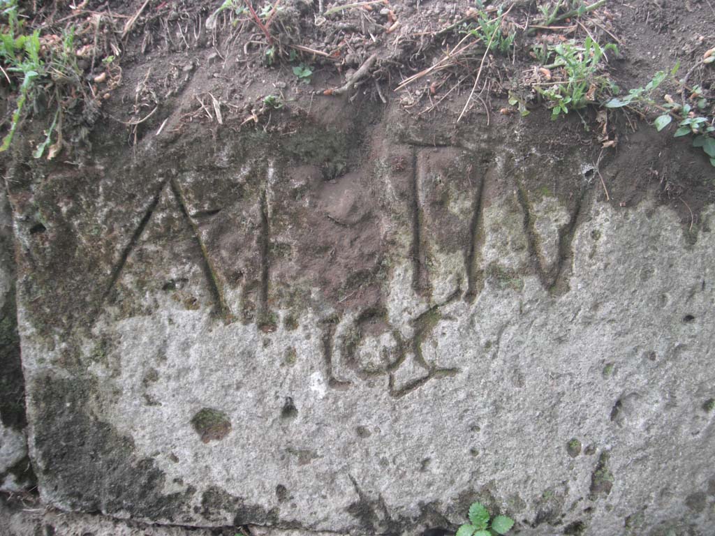 Tombs PSPN Pompeii. May 2011. Inscription to Aulius Fistium? Photo courtesy of Ivo van der Graaff.
