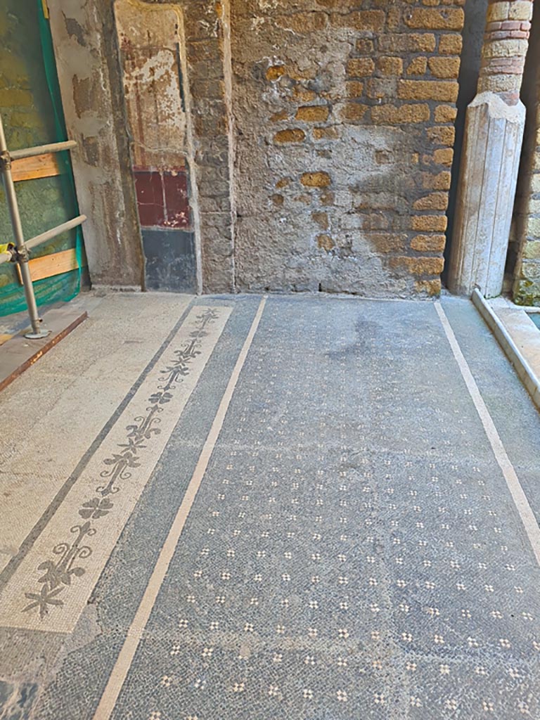 Oplontis Villa of Poppea, October 2023. 
Room 16, looking towards west wall at south end. Photo courtesy of Giuseppe Ciaramella. 

