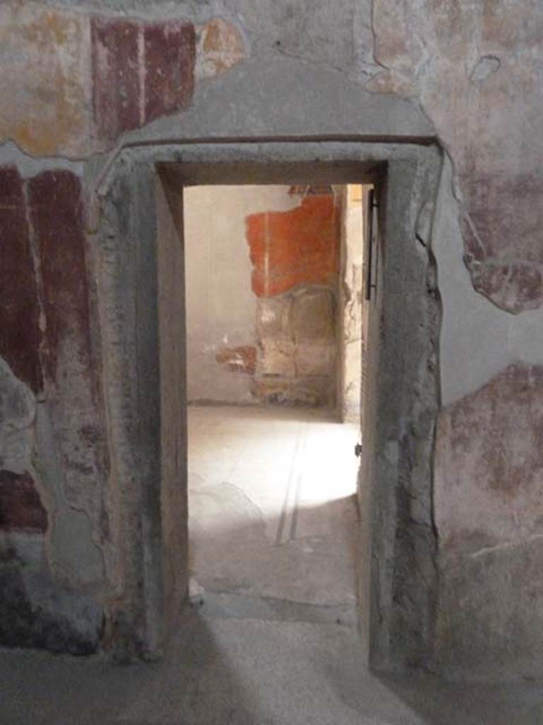 Oplontis, September 2015. Room 18, south wall with doorway to room 8.