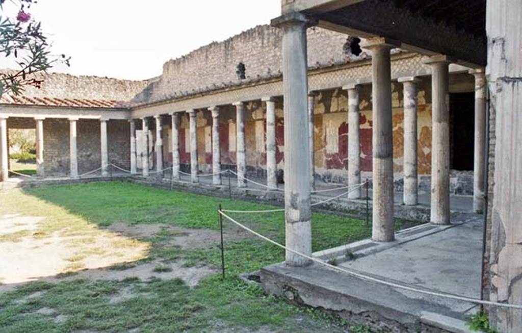 Oplontis, Villa of Poppea, October 2001. Room 34, east portico, looking south-east from north garden. Photo courtesy of Peter Woods


