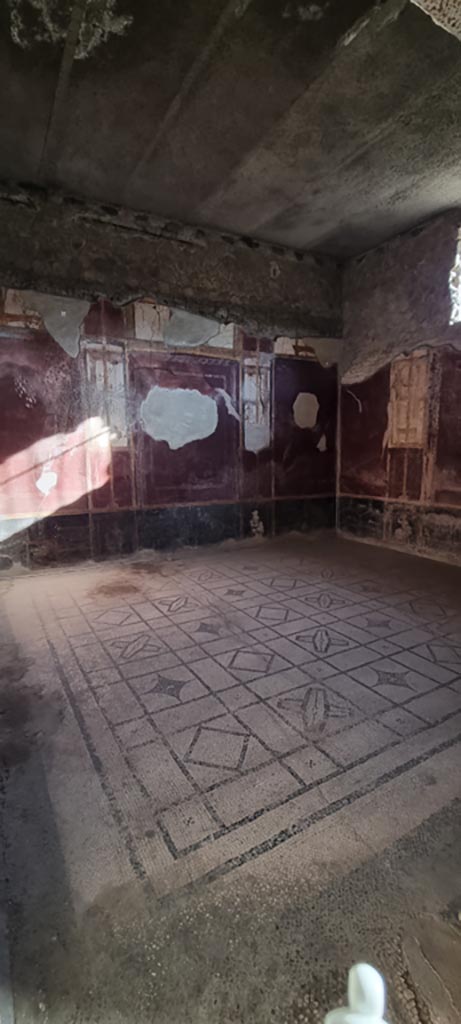Stabiae, Villa Arianna, December 2023.
Room 5, looking towards east wall of cubiculum. Photo courtesy of Miriam Colomer.
