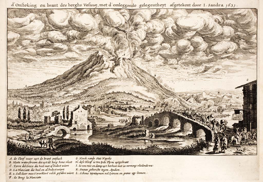 Vesuvius Eruption, 16th December 1631 by Joachim von Sandrart and Matthias Merian in Dankaerts Historis 1642.