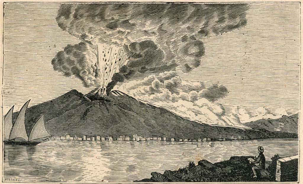 Vesuvius eruption 1812. 1880 drawing by Luigi Palmieri.
See Palmieri L., 1880. Il Vesuvio e la sua storia. Milano: Tipografia Faverio, fig. 13.
See book on E-RARA
