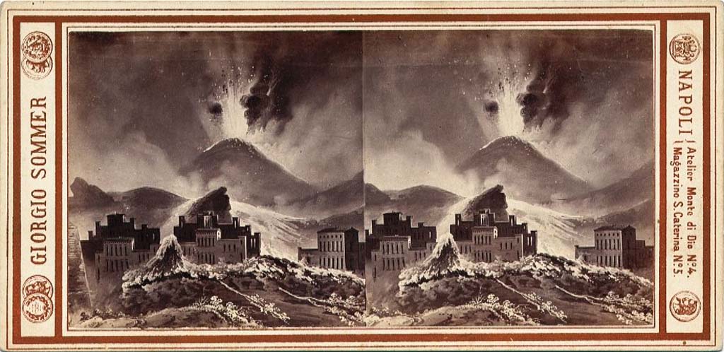 Vesuvius eruption 1855. 1880 drawing by Luigi Palmieri.
See Palmieri L., 1880. Il Vesuvio e la sua storia. Milano: Tipografia Faverio, fig. 17.
See book on E-RARA
