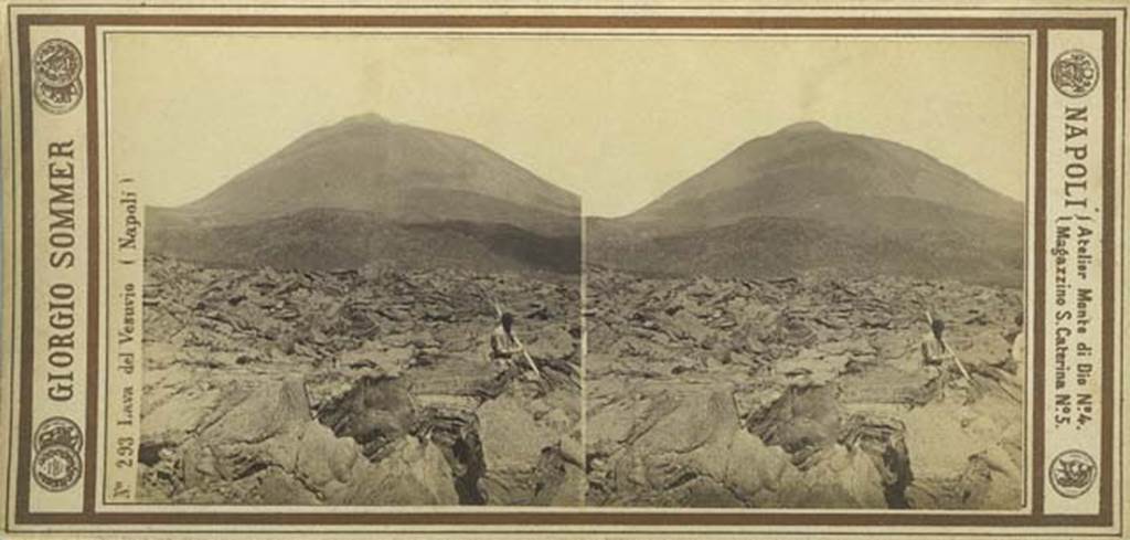 Vesuvius Eruption November 1867 by Edmund Behles no. 2205.
This is however the same photograph as in the stereoview by Sommer and Behles no. 205 with the eruption dated December 1861.

