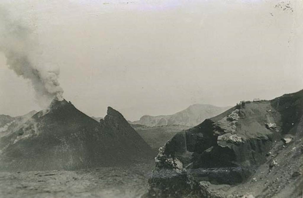 Vesuvius 1934. Crater with cone. Photo courtesy of Rick Bauer.