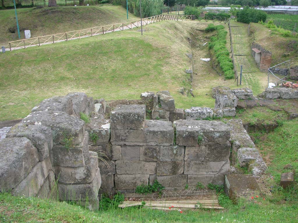 Vesuvian Gate Pompeii. May 2010. Looking east from upper area. Photo courtesy of Ivo van der Graaff.