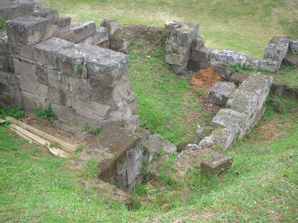 Vesuvian Gate Pompeii. May 2010. Site of tower, looking north-east in upper area. Photo courtesy of Ivo van der Graaff.