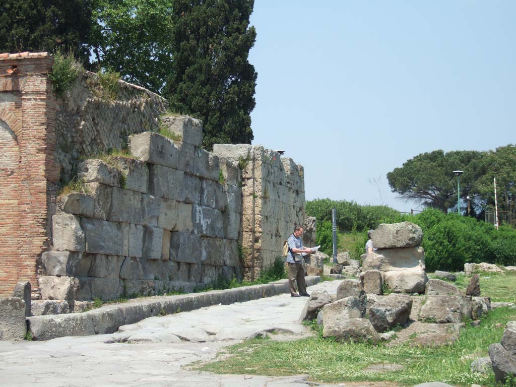 Vesuvian Gate Pompeii. May 2006. Looking north-west across area A.