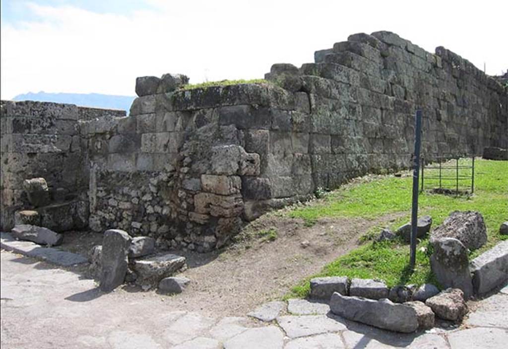 Vesuvian Gate Pompeii. May 2006. Area C at north-west corner of gate.