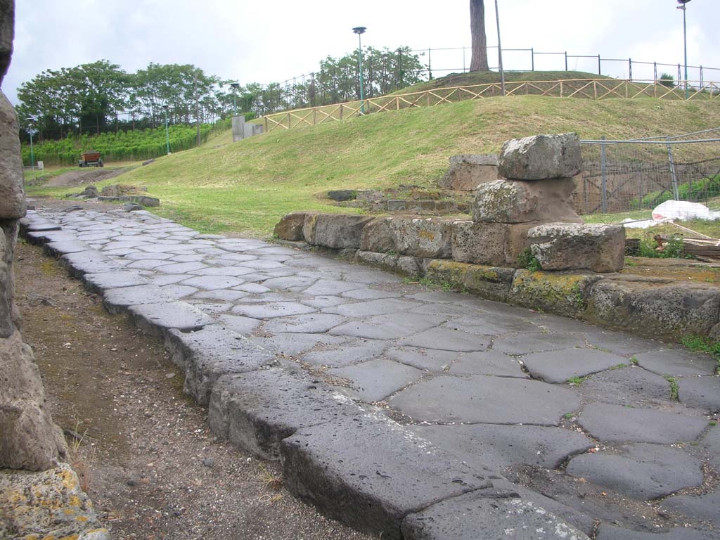 Vesuvian Gate, Pompeii. May 2010. 
Looking north-east across roadway towards north end of gate on east side. Photo courtesy of Ivo van der Graaff.
