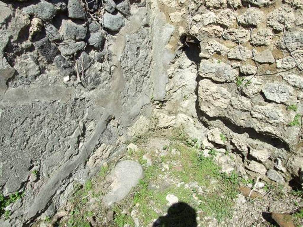 I.2.17 Pompeii. March 2009. Room 3, north-east corner of latrine in kitchen, and site of downpipe. 