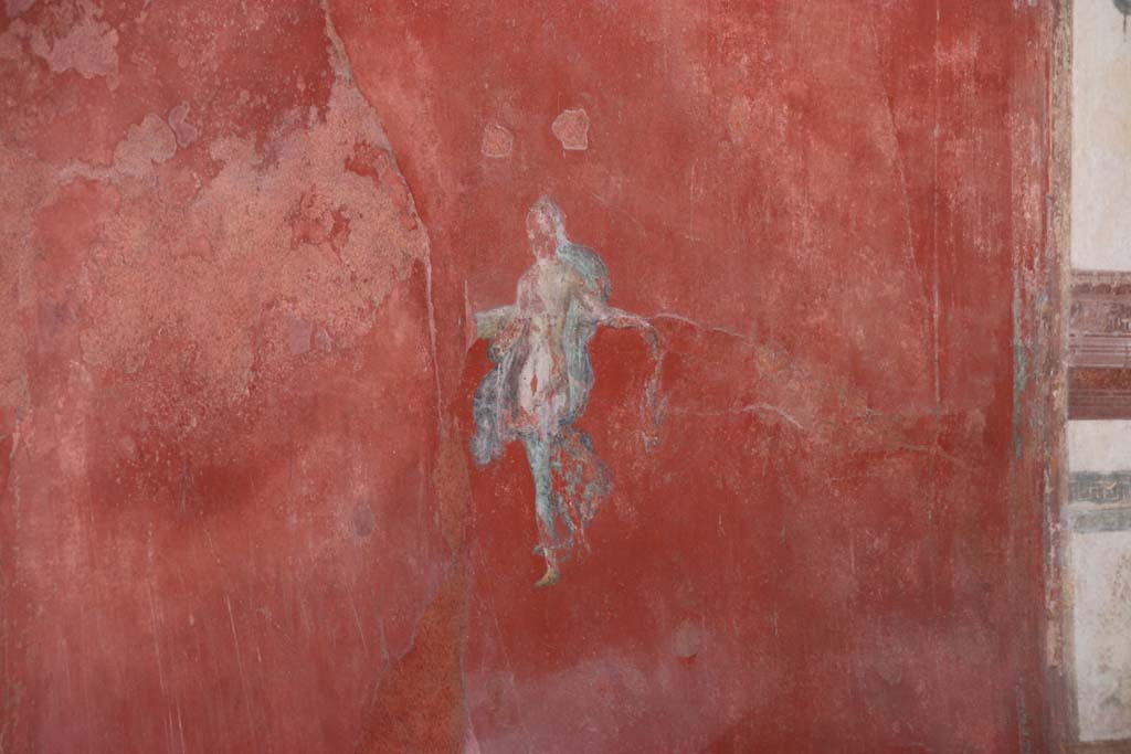 I.6.7 Pompeii. September 2017. Painted figure in centre on north wall in large oecus.
Photo courtesy of Klaus Heese.