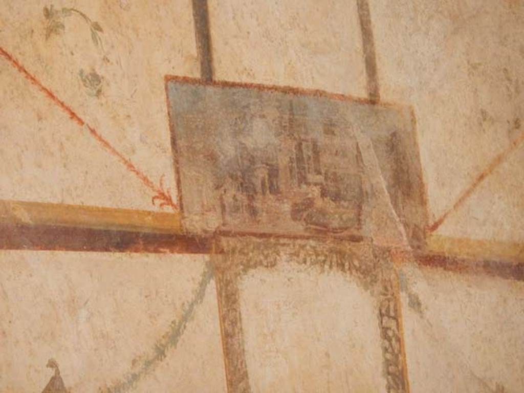I.6.7 Pompeii. May 2016. Detail of painted panel from upper east end of north wall of large oecus. Photo courtesy of Buzz Ferebee.
