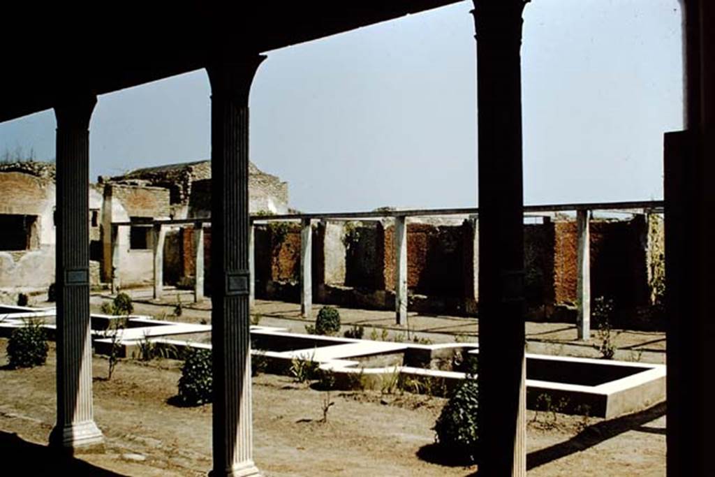 II.4.6 Pompeii. 1959. Looking north-east across garden area, from portico. Photo by Stanley A. Jashemski.
Source: The Wilhelmina and Stanley A. Jashemski archive in the University of Maryland Library, Special Collections (See collection page) and made available under the Creative Commons Attribution-Non Commercial License v.4. See Licence and use details.
J59f0147
