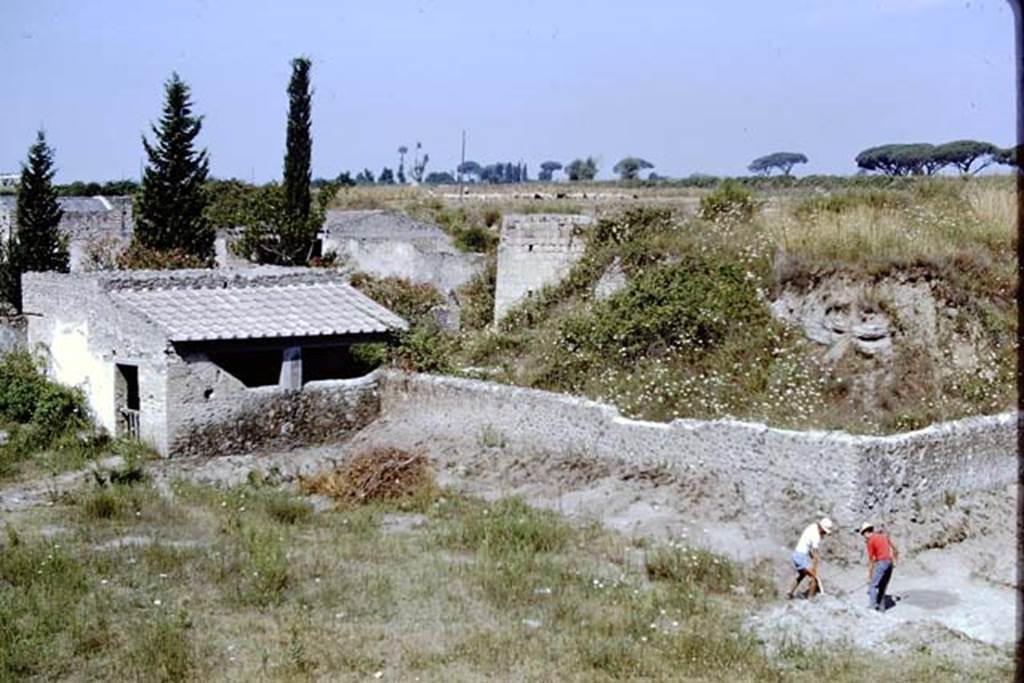 II.5 Pompeii. 1966.
North-west corner, looking west along south wall of unexcavated structure, where another row of small cavities were found.
Photo by Stanley A. Jashemski.
Source: The Wilhelmina and Stanley A. Jashemski archive in the University of Maryland Library, Special Collections (See collection page) and made available under the Creative Commons Attribution-Non Commercial License v.4. See Licence and use details.
J66f1120