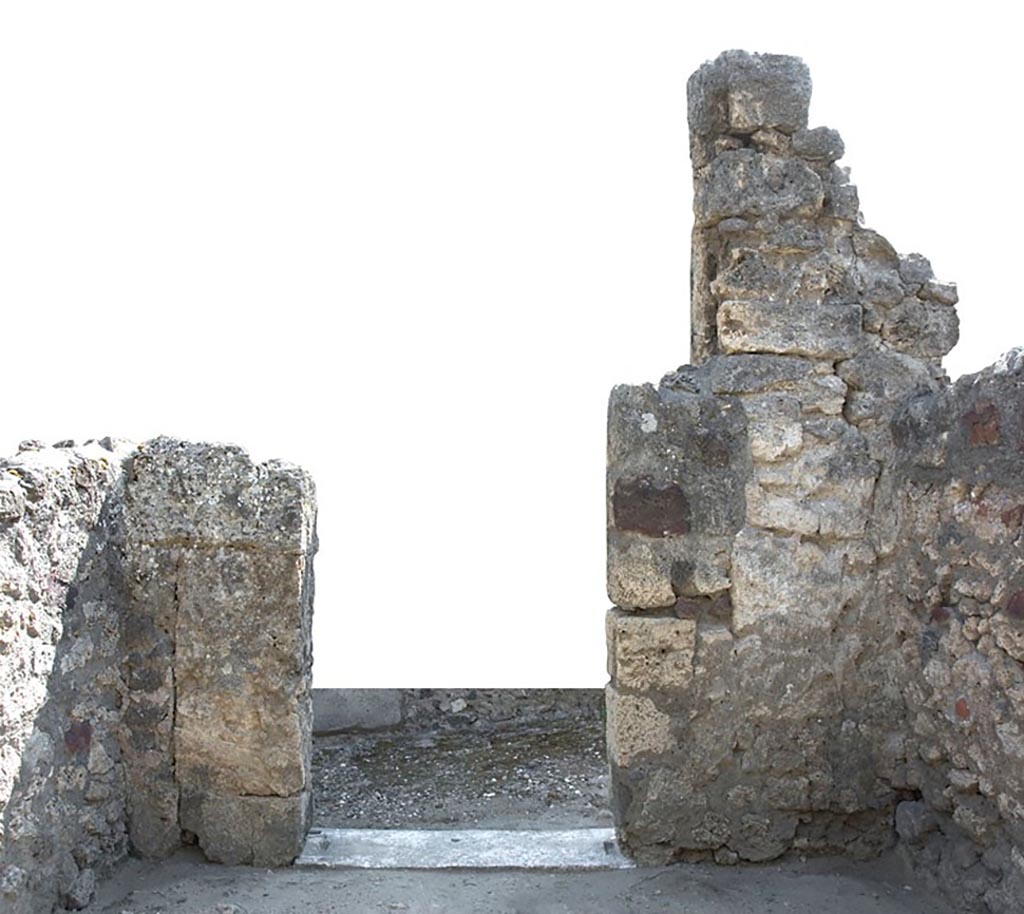 V.1.7 Pompeii. c.2005-7. 
Room “a”, west wall with doorway to corridor 10. Photo by Hans Thorwid. 
Photo courtesy of Swedish Pompeii Project.
