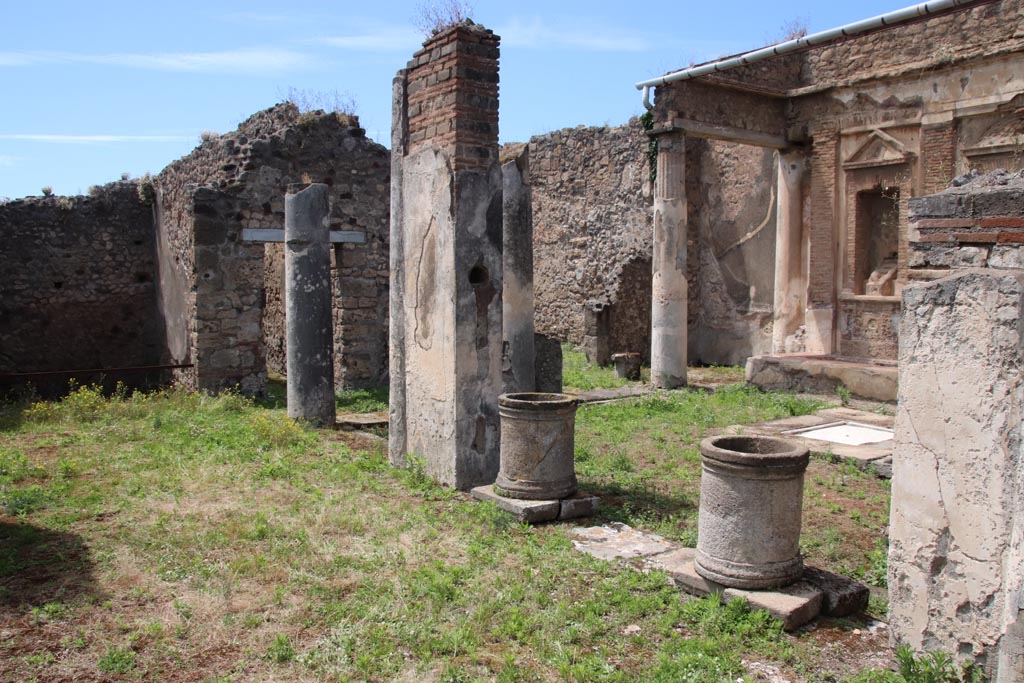 V.1.7 Pompeii. May 2024. Room “b”, looking north-west across south portico of peristyle area. Photo courtesy of Klaus Heese.