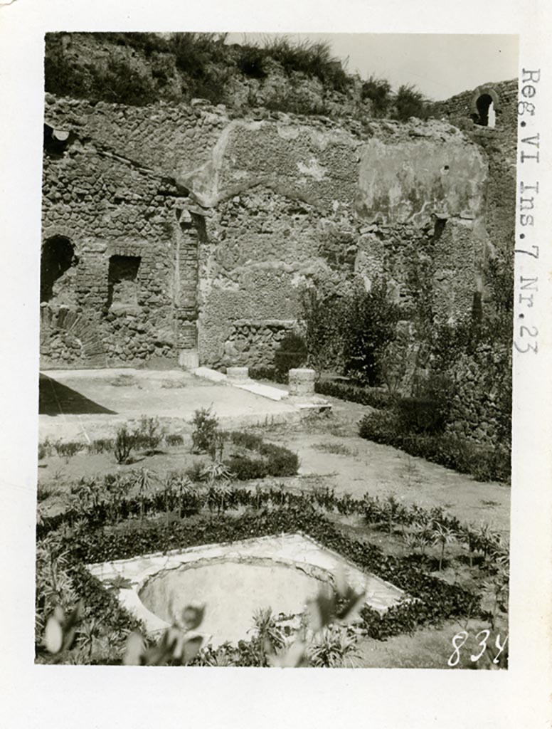 VI.7.23 Pompeii. Pre-1937-39. Looking north-east across garden.
Photo courtesy of American Academy in Rome, Photographic Archive. Warsher collection no. 834.
