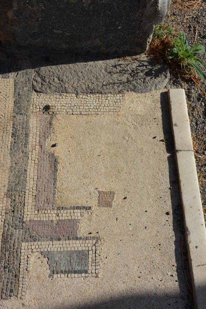 VI.11.10 Pompeii. October 2017. Room 33, detail of doorway threshold at east end.
Foto Annette Haug, ERC Grant 681269 DÉCOR
