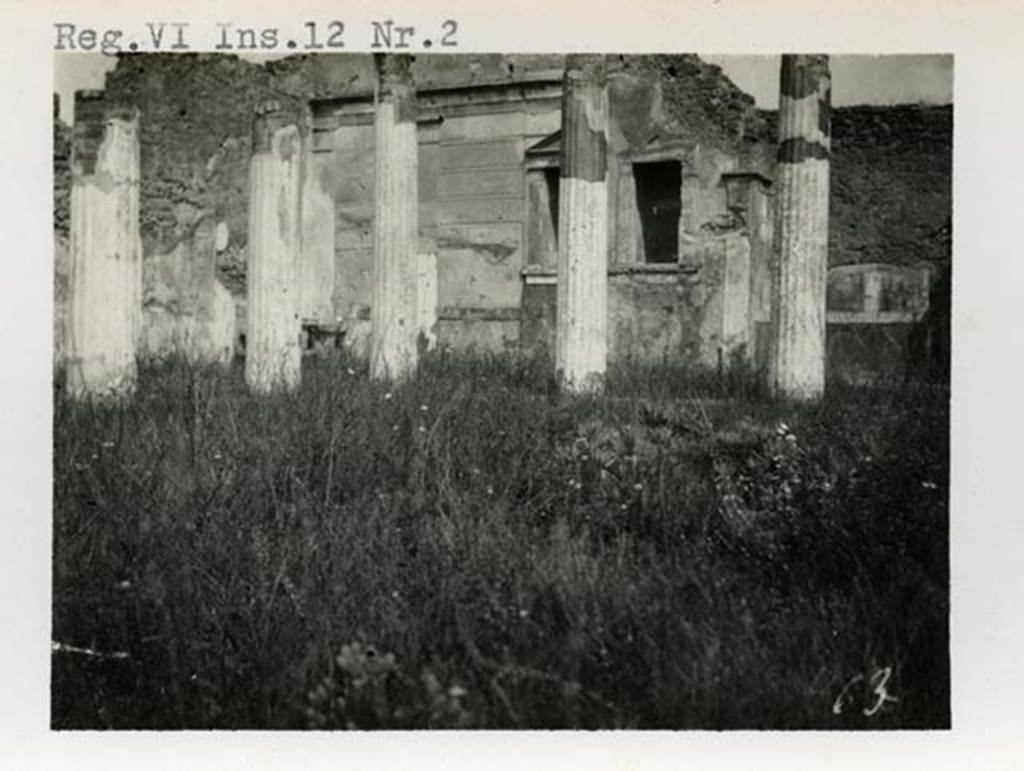 VI.12.2 Pompeii. pre-1937-1939. Looking north-west across rear peristyle. Photo courtesy of American Academy in Rome, Photographic Archive. Warsher collection no. 463.