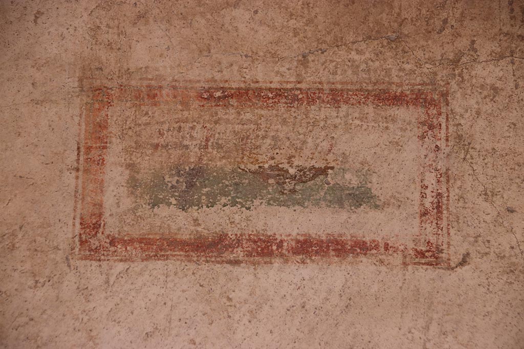 VI.15.1 Pompeii. October 2024. Cubiculum g, painted panel from south end of east wall. Photo courtesy of Klaus Heese.