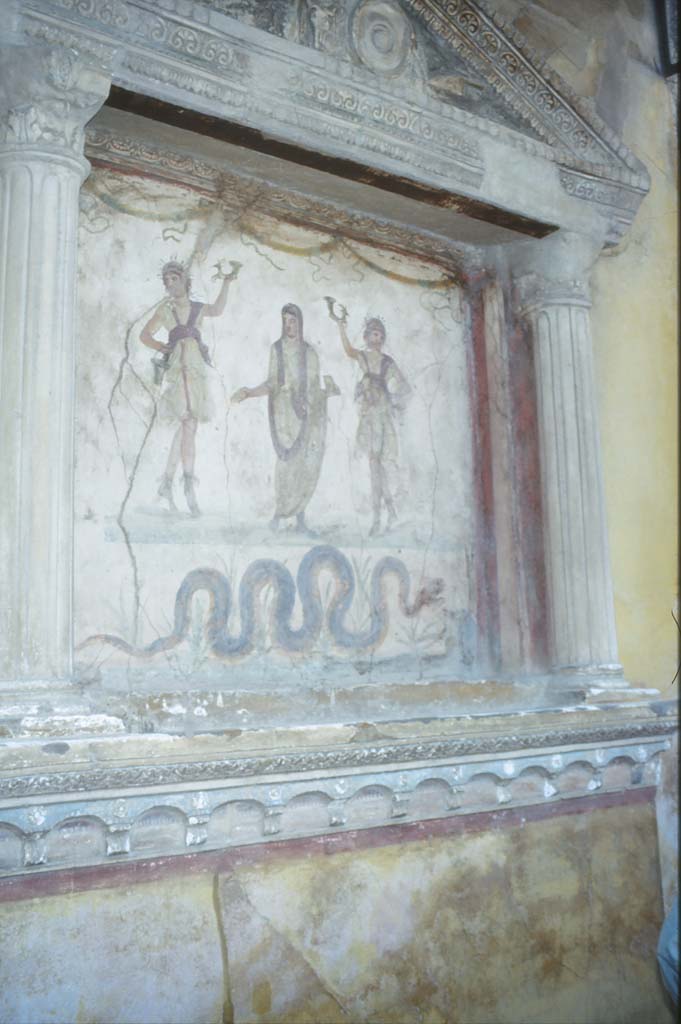 VI.15.1 Pompeii. October 1992. Household lararium. 
Photo by Louis Méric courtesy of Jean-Jacques Méric.
