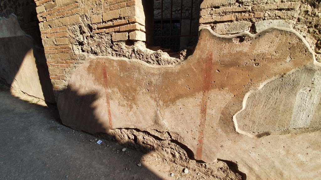 VII.1.8 Pompeii. July 2021. Corridor H, north wall with detail of remaining decoration.
Foto Annette Haug, ERC Grant 681269 DCOR
