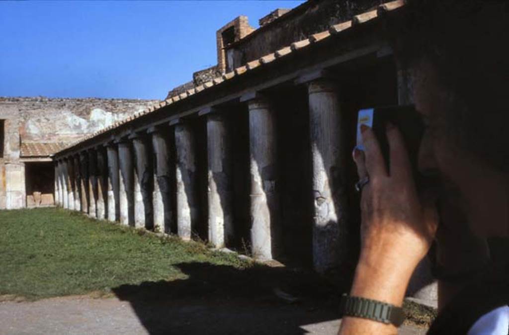 VII.I.8 Pompeii. February 1988. Looking north along east side of Portico B.
Photo by Joachime Méric courtesy of Jean-Jacques Méric.
