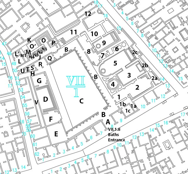 VII.1.8 Pompeii. Terme Stabiane or Stabian Baths
Plan