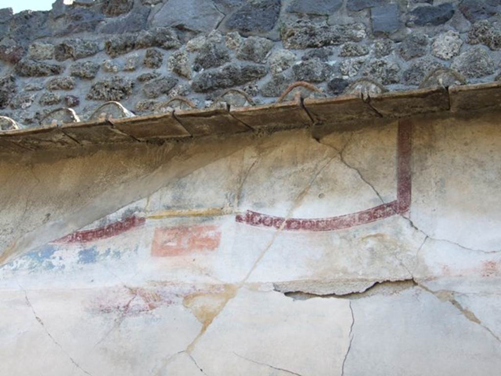 VII.4.31 Pompeii. March 2009. Room 21, detail of wall decoration on south wall of triclinium