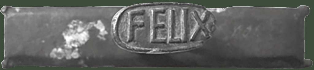 VII.6.38 Pompeii. Found 18th March 1761 was a bronze seal/stamp of Cipius Pamphilus Felix. On the handle is the name FELIX.
Now in Naples Archaeological Museum. Inventory number 4733.