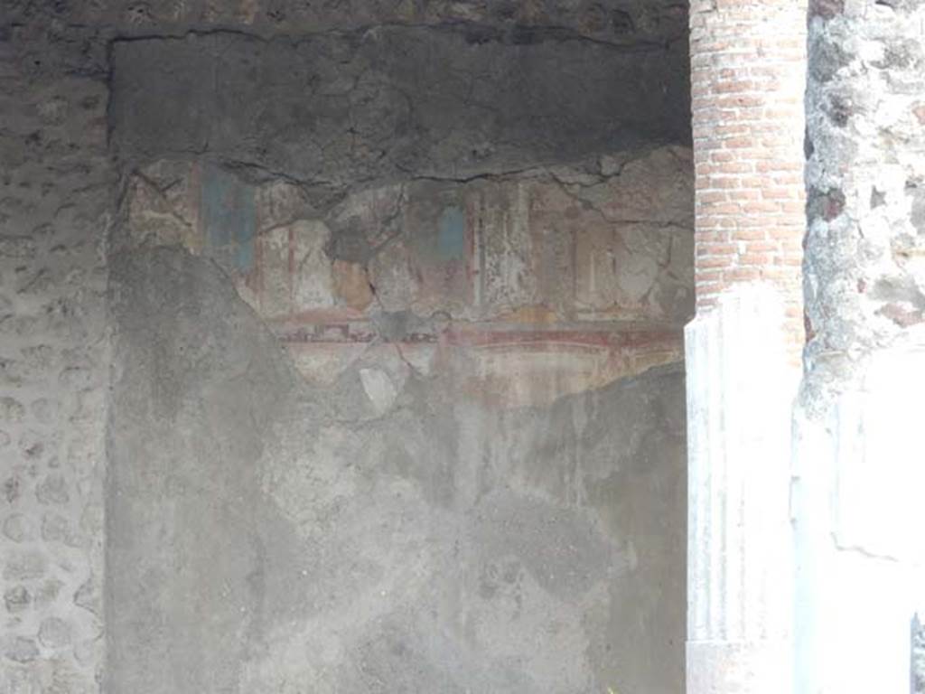 VII.7.5 Pompeii. May 2015. Looking towards north wall of exedra (u), and north-west corner. Photo courtesy of Buzz Ferebee.