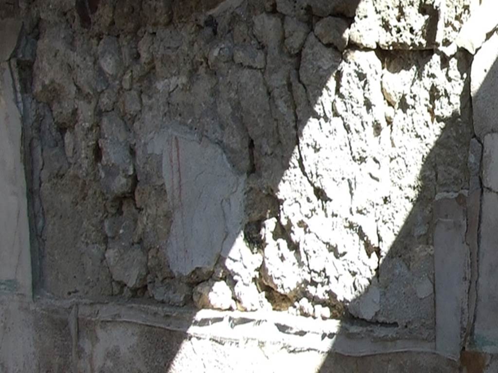 VII.15.2 Pompeii.  March 2009. Apodyterium.  East wall.  Remaining fragment of painting of the Punishment of Dirce.