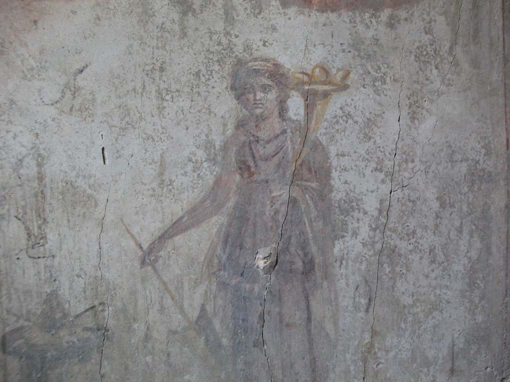 VII.16.a Pompeii. May 2010. Room 14, detail of Fortuna.