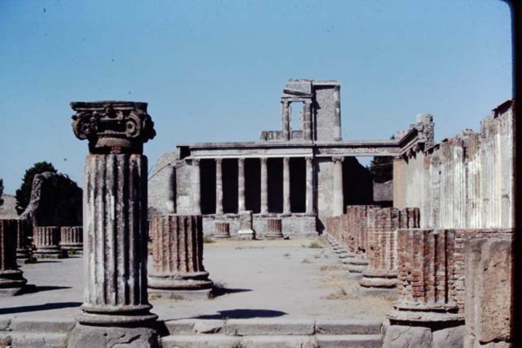 VIII.1.1 Pompeii. 1968. Basilica, looking west from northern central entrance steps. Photo by Stanley A. Jashemski.
Source: The Wilhelmina and Stanley A. Jashemski archive in the University of Maryland Library, Special Collections (See collection page) and made available under the Creative Commons Attribution-Non Commercial License v.4. See Licence and use details.
J68f0986
