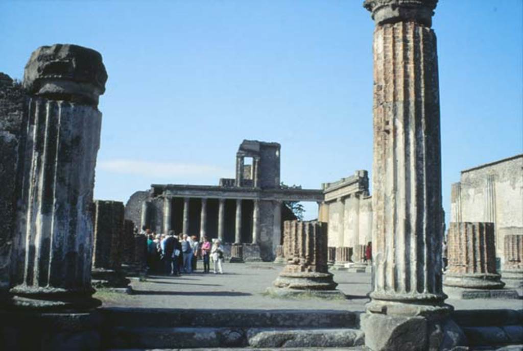 VIII.1.1 Pompeii. October 1992. Looking west from Forum towards steps at southern central entrance.
Photo by Louis Méric courtesy of Jean-Jacques Méric.