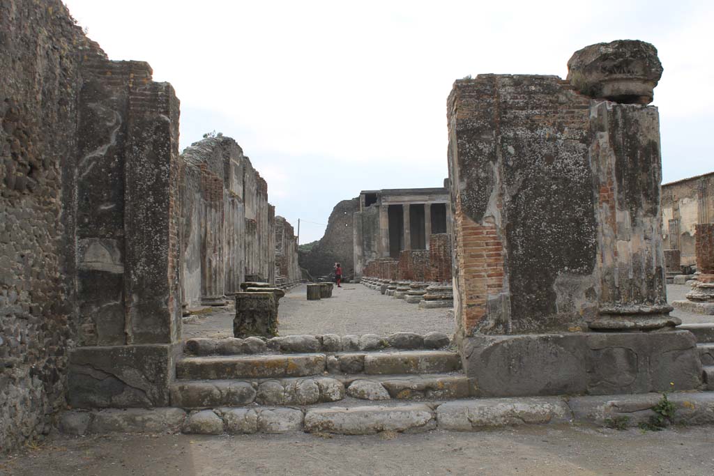VIII.1.1 Pompeii. March 2014. Basilica entrance steps at south end, looking west along south corridor.
Foto Annette Haug, ERC Grant 681269 DÉCOR.