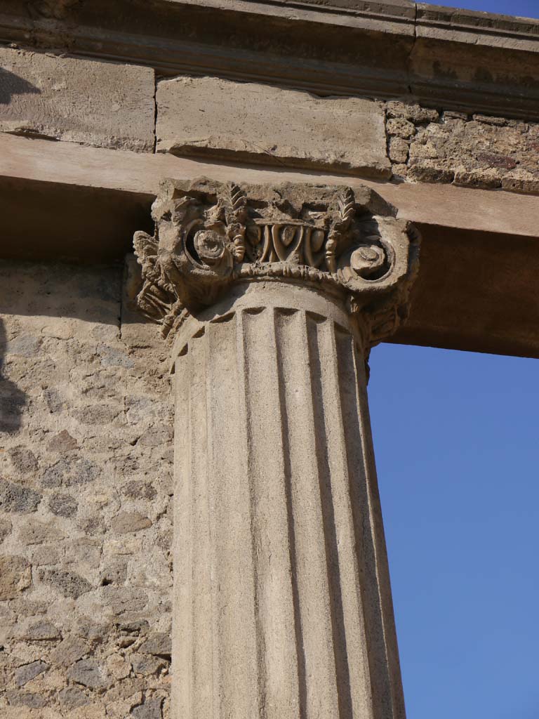 VIII.1.1, Pompeii. March 2019. Detail of capital from west end, on north side.
Foto Anne Kleineberg, ERC Grant 681269 DÉCOR.
