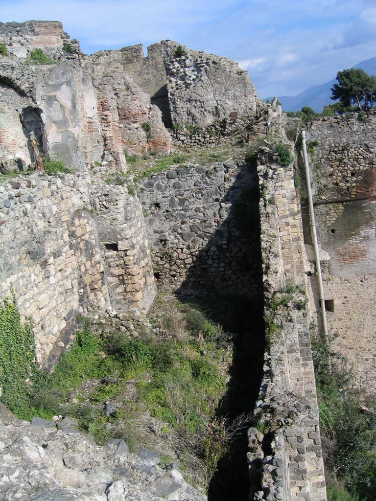 VIII.2.16 Pompeii. March 2004. 
Looking east across collapsed area of room 220. Photo courtesy of Sandra Zanella.
