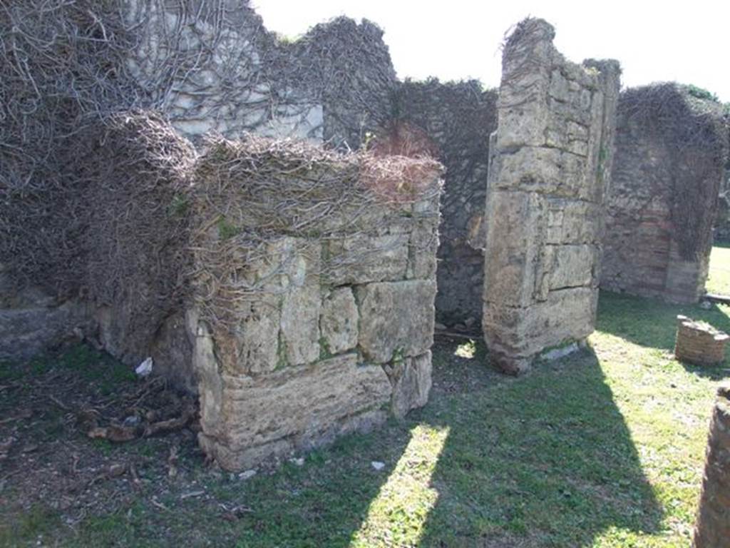 VIII.3.4 Pompeii.  March 2009. Doorways to Rooms 1, 2 and 3 on east side of atrium.